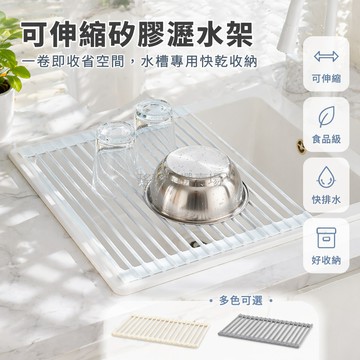 台灣出貨✨ 折疊矽膠瀝水架 廚房碗碟收納架 蔬菜瓜果清洗架 防滑置物角架 可捲曲設計