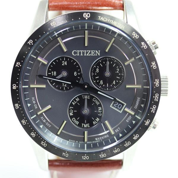 CITIZEN シチズン ソーラー エコドライブ SS/レザー メンズ腕時計 E820 