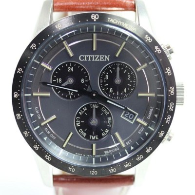 CITIZEN シチズン ソーラー エコドライブ SS/レザー メンズ腕時計 E820-S086353 クロノグラフ 黒文字盤/あすつく/MT1807//中古  | LINEブランドカタログ