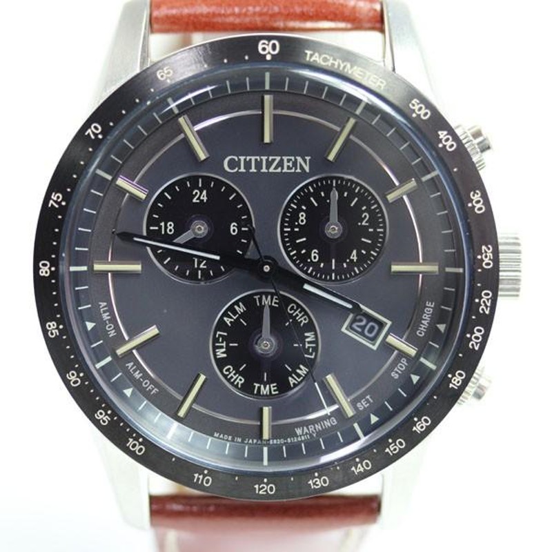 CITIZEN シチズン ソーラー エコドライブ SS/レザー メンズ腕時計 E820