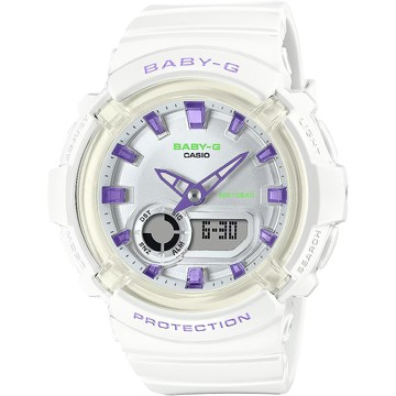 CASIO BABY-G 舞池霓虹燈雙顯手錶-白x紫 BGA-280DN-7A