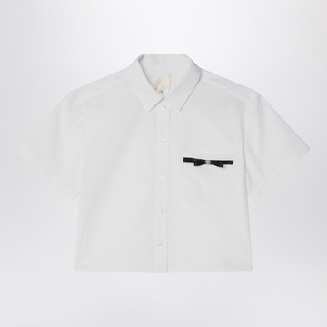 White cropped shirt in cotton