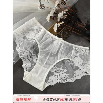 蕾絲內褲女性感全透明波點網紗刺繡無痕夏季超薄大碼純棉檔三角褲