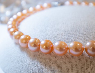 9.8-12.2mm 天然淡水香檳橙金色-天然罕有色珍珠-項鍊