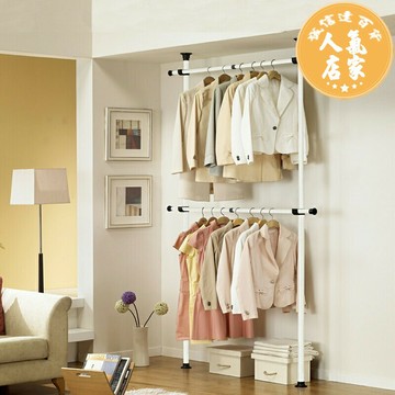頂天立地衣帽架 頂天立地多功能衣架落地DIY簡易折疊衣帽架臥室掛衣架簡約現代