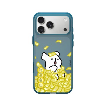 iPhone 17 Pro Max Clear (相機按鈕) 夜幕藍 - Maltese線條小狗 - 財富自由
