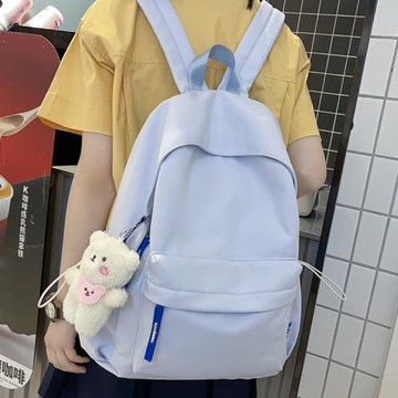 書包女初中生日系小清新簡約雙肩包純色百搭背包高中大學生旅行包