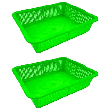 600公文林 置物 收納籃 台灣製 PP材質  52.8 x 42.8 x 13cm  綠色  2個