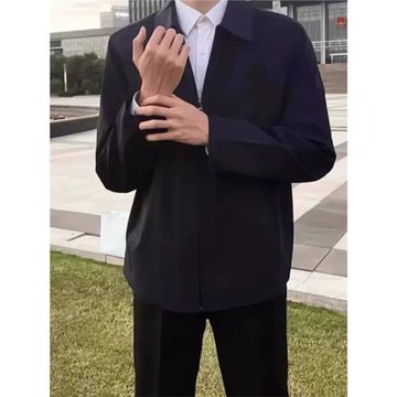 廳里廳氣行政夾克男公務員cleanfit外套男春秋季成熟穩重男裝穿搭