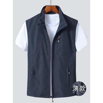 男士馬甲春秋薄款休閑透氣馬夾外套男青中老年速干背心秋季坎肩男