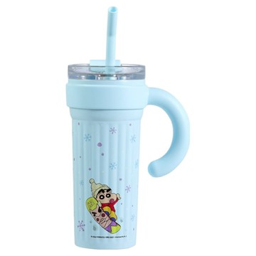 萌兔兔 蠟筆小新 316冬日附把手吸管保溫杯  藍色  1個  900ml