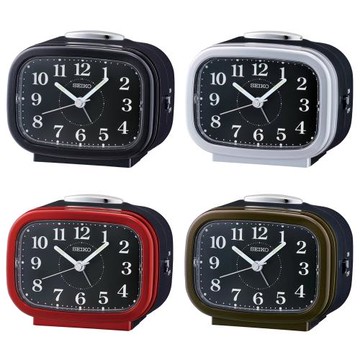 SEIKO 精工 靜音秒針大數字方形貪睡鬧鐘/QHK060 (4色可選)