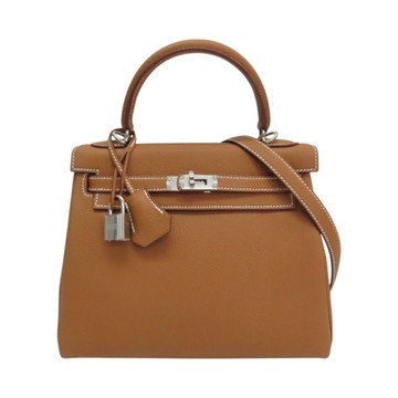 HERMES 愛馬仕 Kelly 25 金棕色 Clemence 銀扣 二手精品 【二手名牌BRAND OFF】