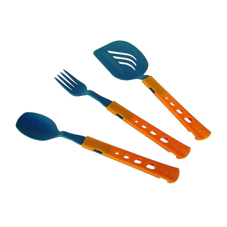 JETBOIL JETSET STOWABLE CAMPING UTENSIL SET, GREY ORANGE