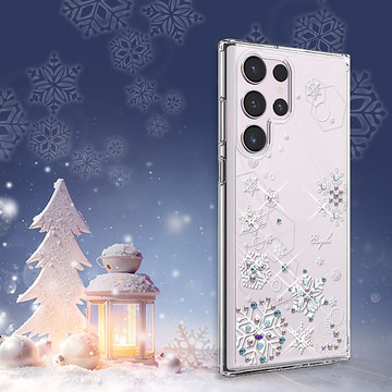 Samsung S25/S24/S23/S22 輕薄軍規防摔水晶彩鑽手機殼-紛飛雪