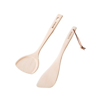 JUST HOME 原木鏟 Set 2支 斜鏟+煎鏟 台灣製  原木無上漆  1組