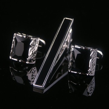 男士職業套裝領帶夾袖扣定制銀色送男生禮物禮盒裝禮品