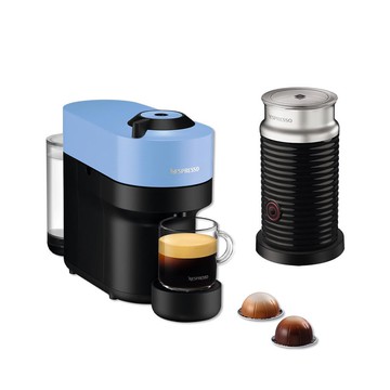【Nespresso】臻選厚萃 Vertuo POP 膠囊咖啡機  海洋藍+A3黑色奶泡機組合