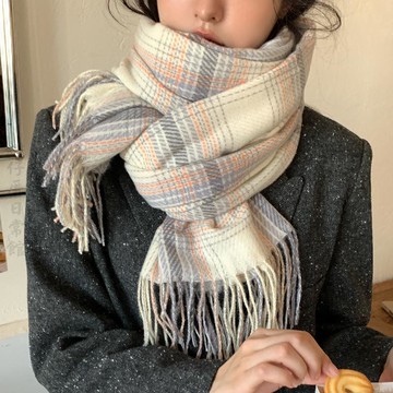 🔥3件8折🍊臺北出貨🍊可開發票清倉韓版新款格子流蘇圍巾秋冬季仿羊絨多巴胺披肩保暖加厚圍脖
