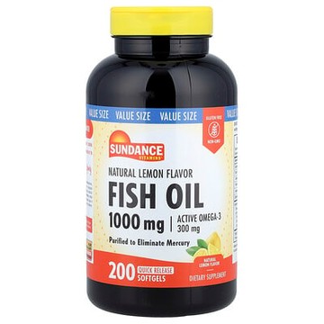 Sundance Vitamins, 魚油，天然檸檬味，1000 毫克，200 粒速釋軟膠囊