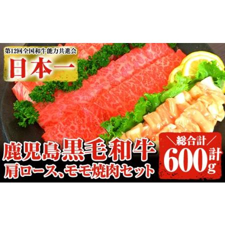 ふるさと納税 鹿児島県産黒毛和牛の焼き肉セット(和牛ロース肉、モモ肉、国産牛ホルモン 各200g 計600g) 黒毛和牛 焼き肉 冷凍A-6 鹿児島県曽於市