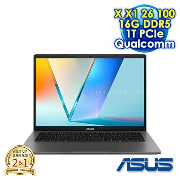 【硬碟升級特仕版】ASUS Vivobook S14 S3407QA-0042G26100 夜幕灰 14吋AI效能筆電 (FHD O