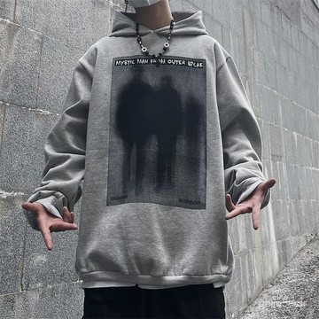 炸街衛衣男ins秋冬新款潮流歐美式闇黑係寬鬆大碼連帽衫加絨外套 潮牌上衣  秋冬裝上衣 套頭衛衣  長袖帽T 美式複古