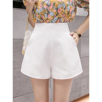 夏季時尚白色a字西裝短褲休閑褲顯瘦百搭高腰闊腿2024年新款爆款