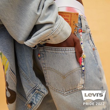 Levis Pride平權系列 男款 93復古排釦直筒牛仔短褲 / 串珠裝飾