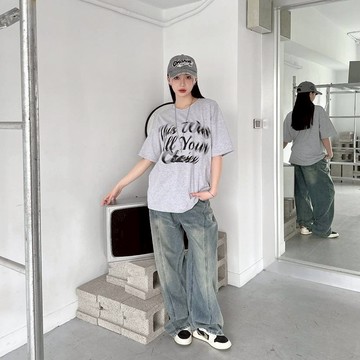 WP| 高雄現貨出貨  潮流仿舊刷白廓行牛仔褲 寬鬆 寬褲 美式 仿舊 水洗 牛仔褲  刷舊 藍  80791