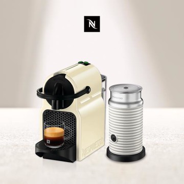 結帳再折【Nespresso】膠囊咖啡機 Inissia 香草黃 白色奶泡機組合