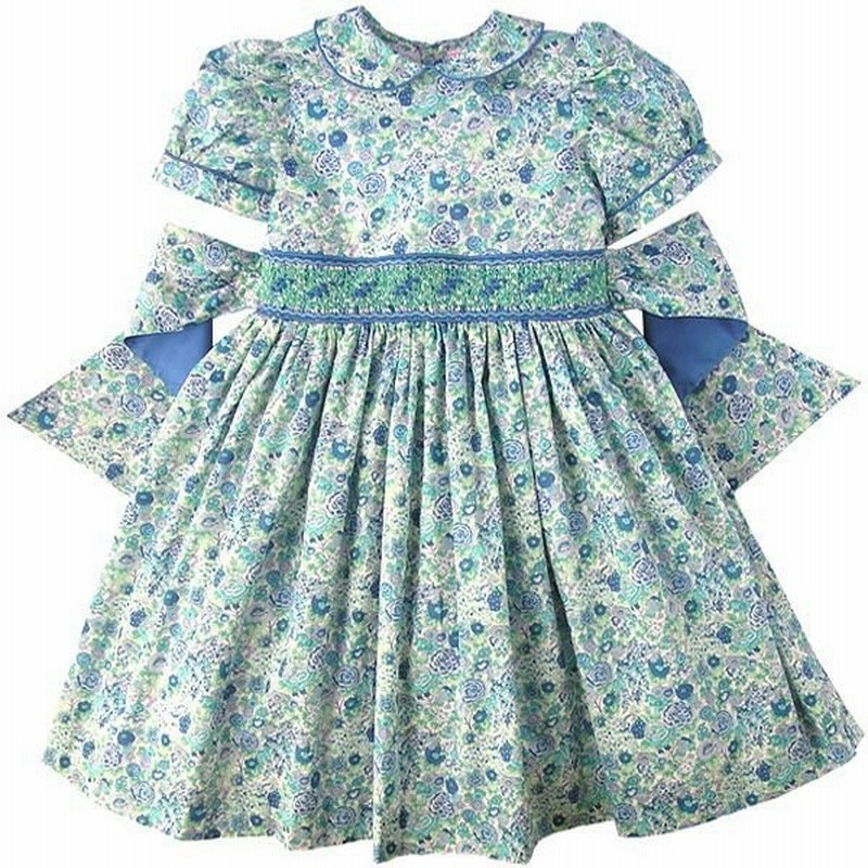 21春夏新作 イロフェ スモッキングドレス リバティプリント ブルー ワンピース サイズ 8a 130cm Www Factana Com