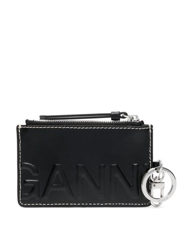 GANNI - embossed-logo recycled leather wallet - women - Polyurethane/Recycled Leather - One Size - Black