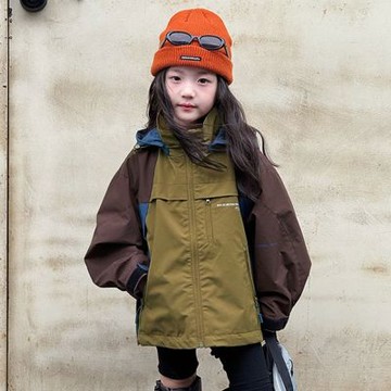 大地拚色山系風衣外套 男童 女童 兒童 童裝 衝鋒衣 風衣 防潑水 防風 長袖 連帽外套 橘魔法 現貨【BB9256】
