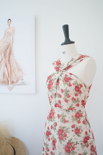 碎花洋裝、玫瑰洋裝、紅色洋裝、派對洋裝、伴娘洋裝