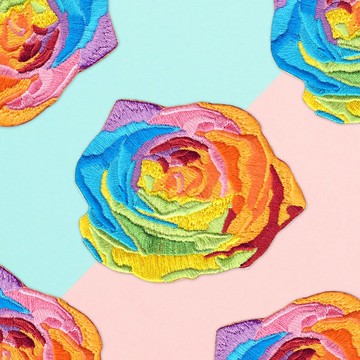 【刺繡布貼】彩虹玫瑰 Rainbow Rose