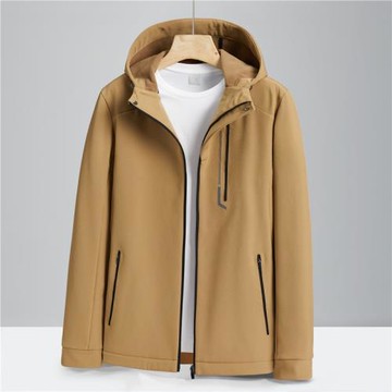 戶外軟殼沖鋒衣男秋冬加絨工裝外套保暖寬松大碼防風防水連帽夾克