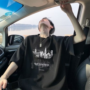 夏季潮牌新款短袖 潮流短T oversize ins時尚百搭短袖 簡約 圓領休閒短袖 印花短袖