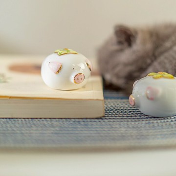 豬柿順利吉祥寓意可愛豬豬擺件日式汽車擺件家居裝飾品情侶禮物