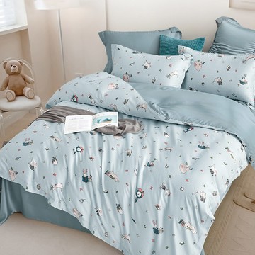 天絲™60支100%萊賽爾纖維 / 四件式兩用被床包組 / 萌趣學習