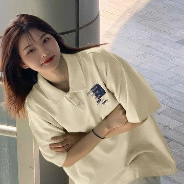台出 上衣 短袖 POLO衫 t恤 polo領 百搭 新款日系Polo衫夏季ins韓系減齡藝術短袖T恤女寬鬆百搭翻領上衣
