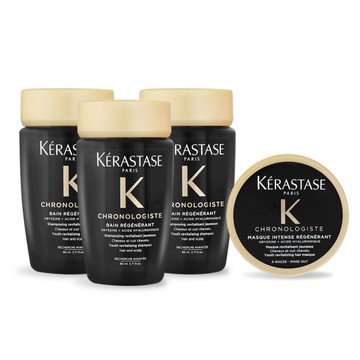 KERASTASE 卡詩 黑鑽極萃逆時髮膜(75ml)-贈極萃逆時髮浴(80ml)X3-國際航空版