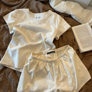 🍉睡衣女夏天網紅新款韓國kitty短袖寬鬆大碼休閒可外穿家居服套裝