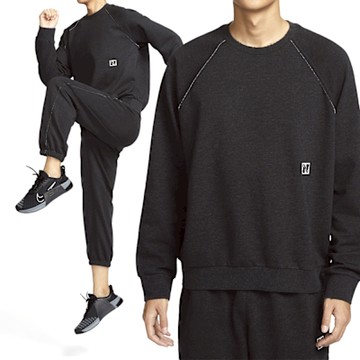 Nike Heritage Fleece Top 男款 黑色 運動 休閒 刷毛 刺繡 上衣 長袖 HJ3137-010