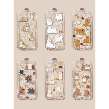 適用于蘋果15手機殼iPhone14promax卡通小狗16plus金毛13mini全包12pro防摔11硅膠xs/xr透明se3新款7/8秋冬6