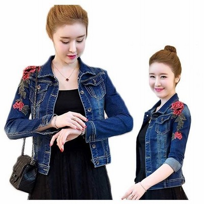 コンパクトサイズフラワー刺繍デニムジャケットレディースジージャンgジャンジーンズ 通販 Lineポイント最大get Lineショッピング