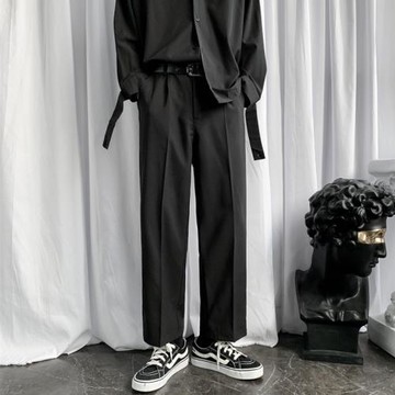 西裝褲男九分寬松垂墜感港風直筒闊腿春秋班服休閑長褲子男dk制服
