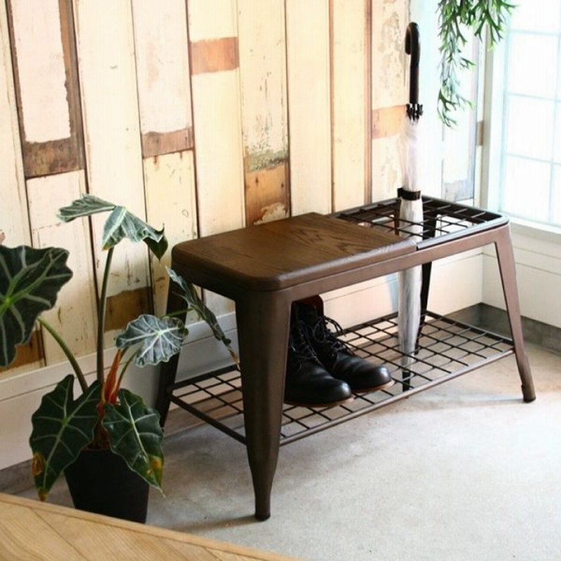 玄関ベンチ 収納棚付き アンブレラスタンド付き 傘入れ 傘立て 玄関用ベンチ 北欧 おしゃれ 1281 アンブレラスタンドベンチ ダークブラウン ガルト 通販 Lineポイント最大0 5 Get Lineショッピング