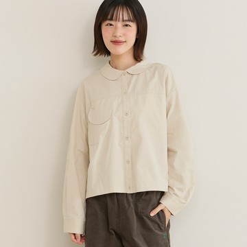 a la sha 跳色a繡花剪接造型襯衫