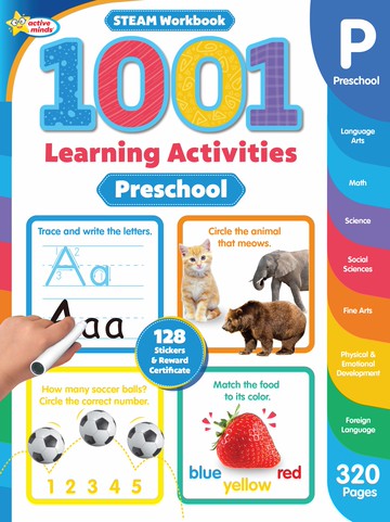 [3美國直購] 美國暢銷書 1001 STEAM Preschool Activity Workbook: Learn Sight Words, Letters, Numbers, Phonics